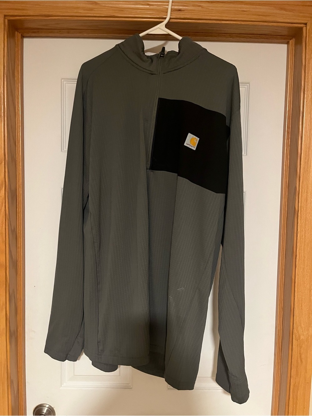 Carhartt Force Relaxed Fit Mock Neck Half-Zip with Black Chest Panel